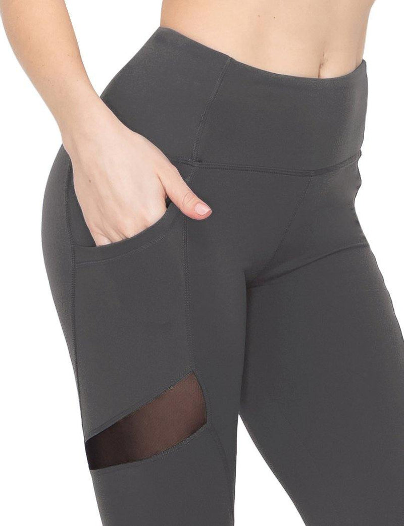 High Waist Leggings - Slant Pockets and Mesh Accents - ALWAYS®