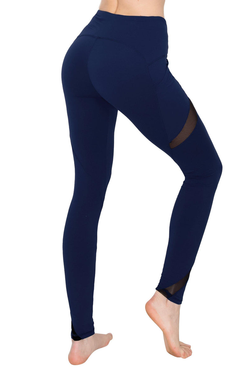 High Waist Leggings - Slant Pockets and Mesh Accents - ALWAYS®