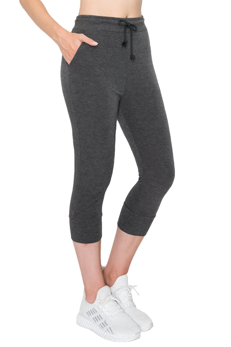 Women Capri Sweatpans Stretch Casual Joggers Pockets Stripes