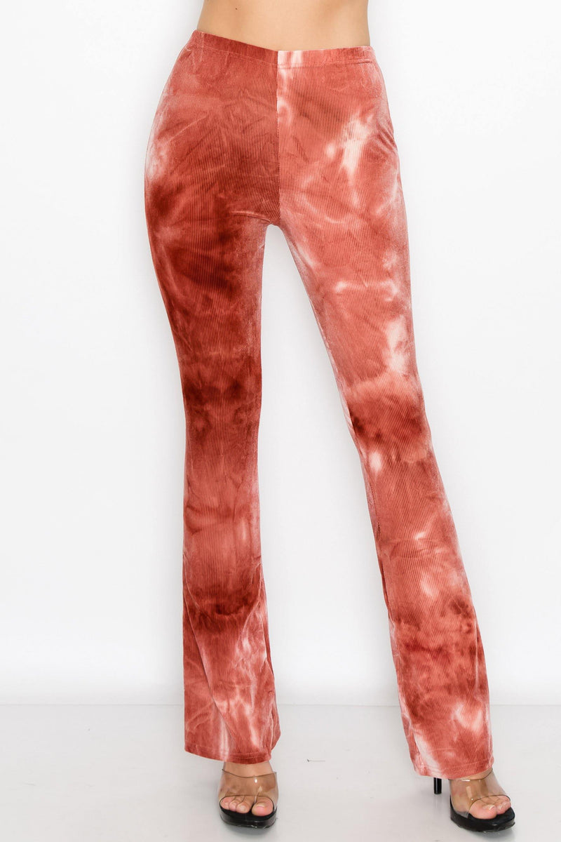 ALWAYS Women's Ribbed Tie Dye Palazzo - Rib Knit Fit and Flare Wide Leg Bell Bottom Pants - ALWAYS®