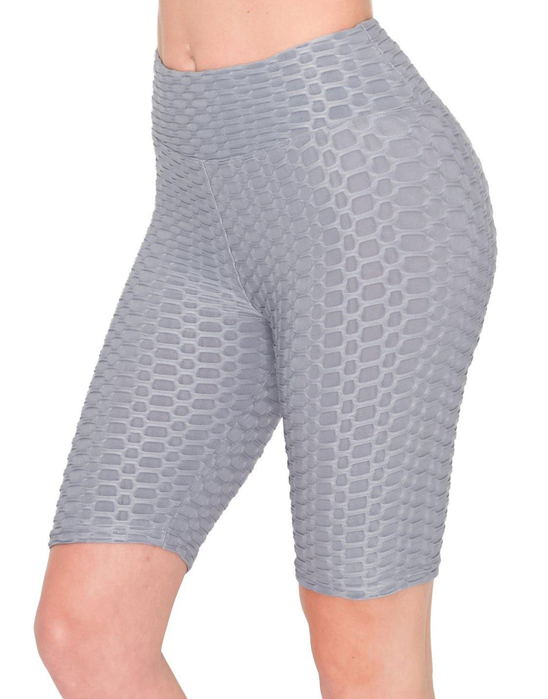 Textured 3D Booty Bike Shorts - High Waist Compression Slimming Butt Lift Solid Biker Shorts - ALWAYS®