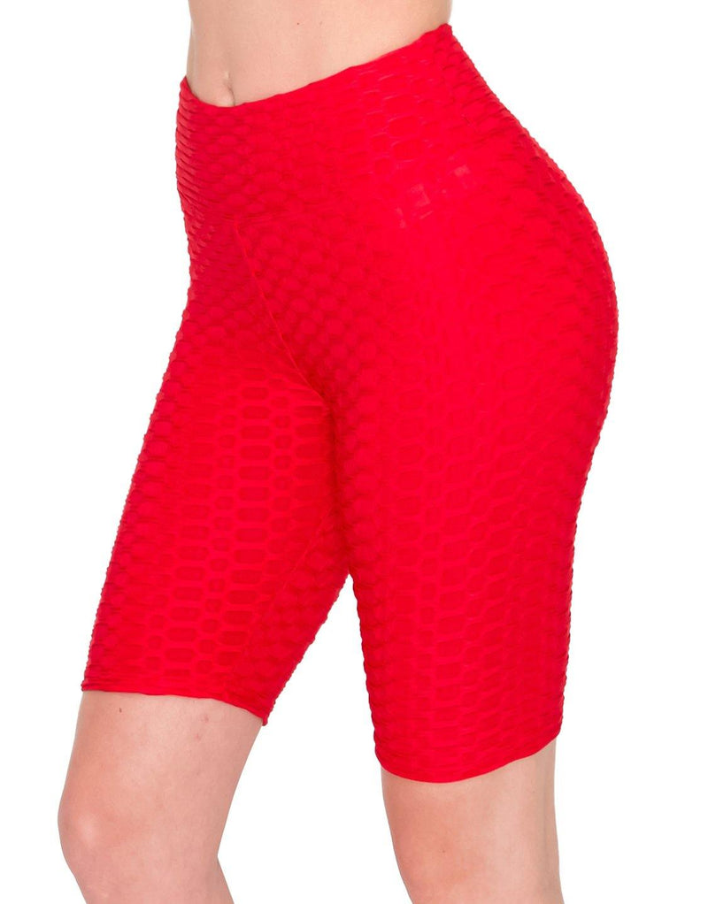 Textured 3D Booty Bike Shorts - High Waist Compression Slimming Butt Lift Solid Biker Shorts - ALWAYS®