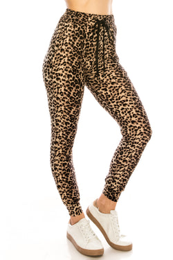 Leopard Print Drawstring Jogger Pants
