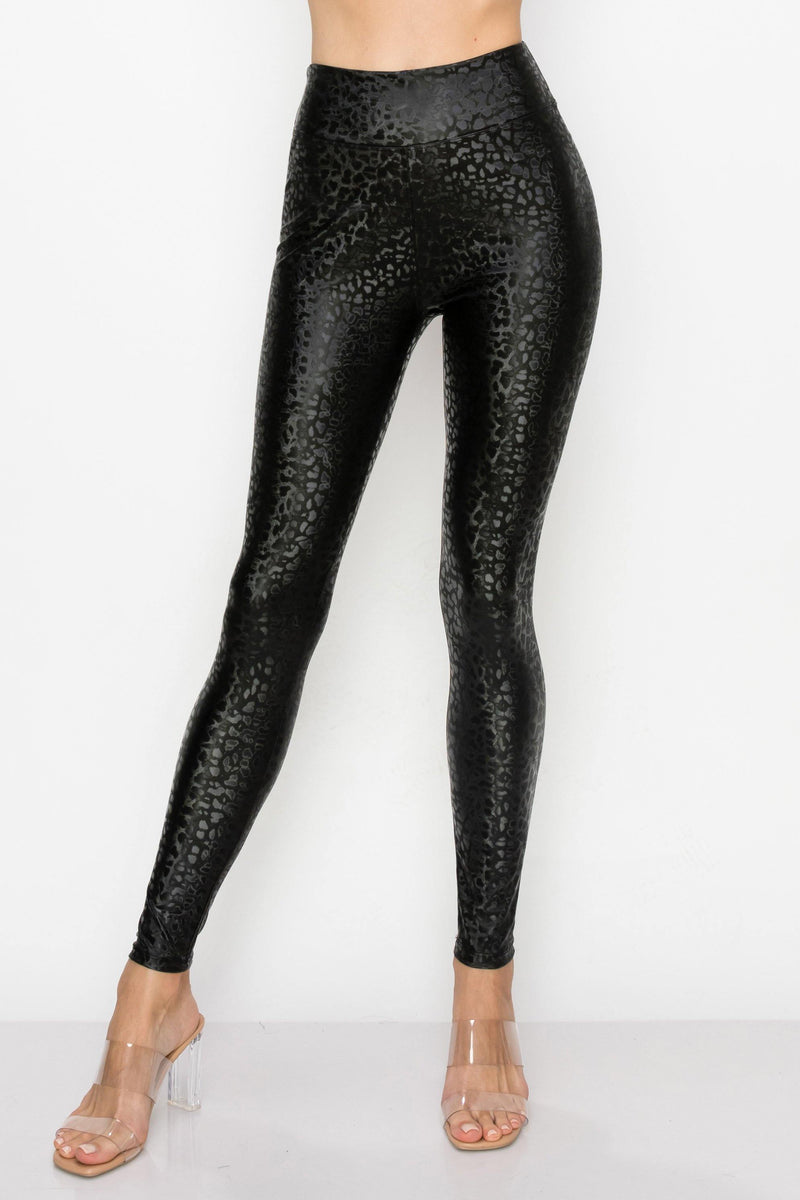 Women's Faux Leather Fashion Leggings  - High Waisted Stretch Sexy Pants Print - ALWAYS®