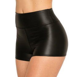 ALWAYS Women's Faux Leather Shorts - High Waist Stretch Short