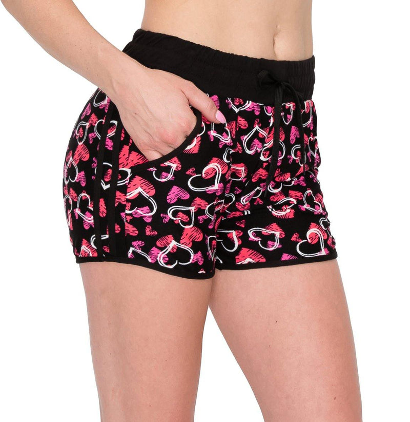 Print Design Lounge Pajama Shorts - Premium Soft Lightweight Stretch Striped Sleep Yoga Short Pants - ALWAYS®