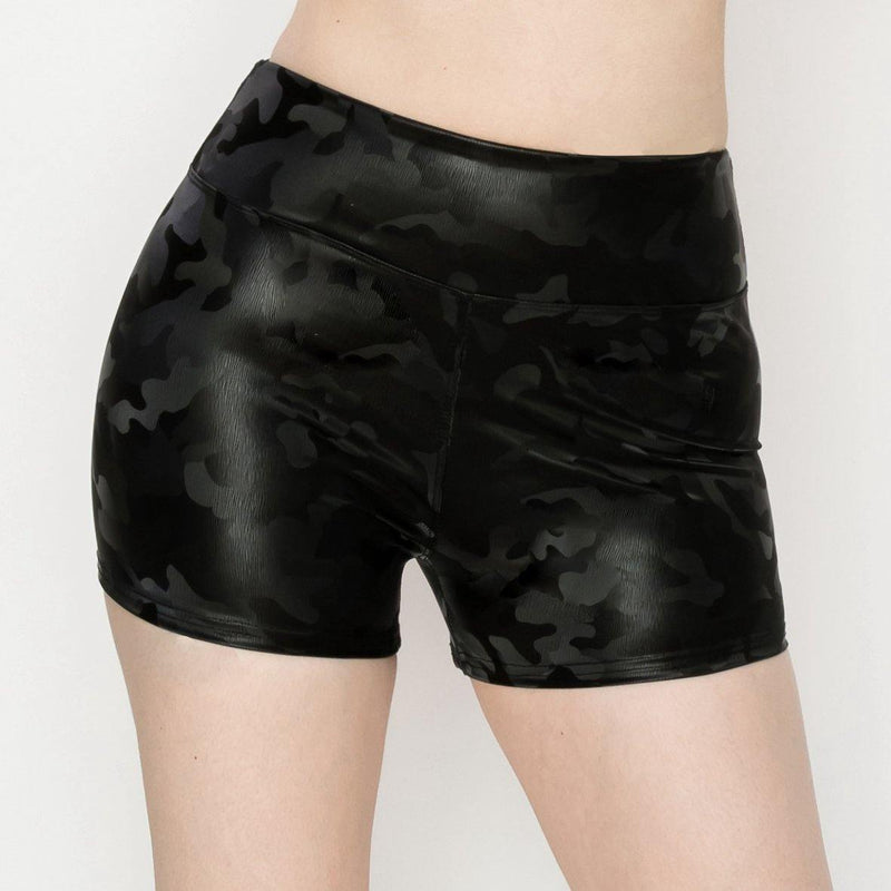 Black Sexy Synthetic Leather Shorts