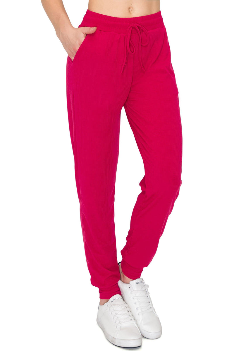 Ribbed Jogger Sweatpants - Rib-Knit Lightweight Soft Stretch Pockets Pants - ALWAYS®