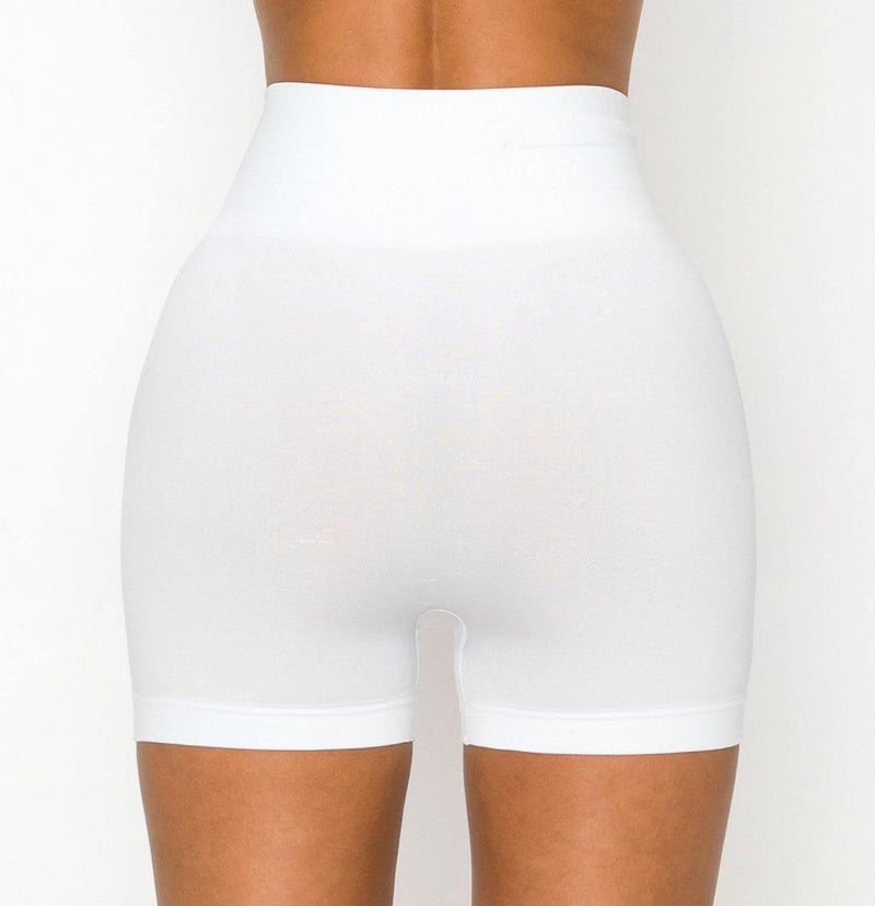 ALWAYS Soft Seamless Shorts for Women Casual High Waisted Drawstring Bottom  White Small at  Women's Clothing store