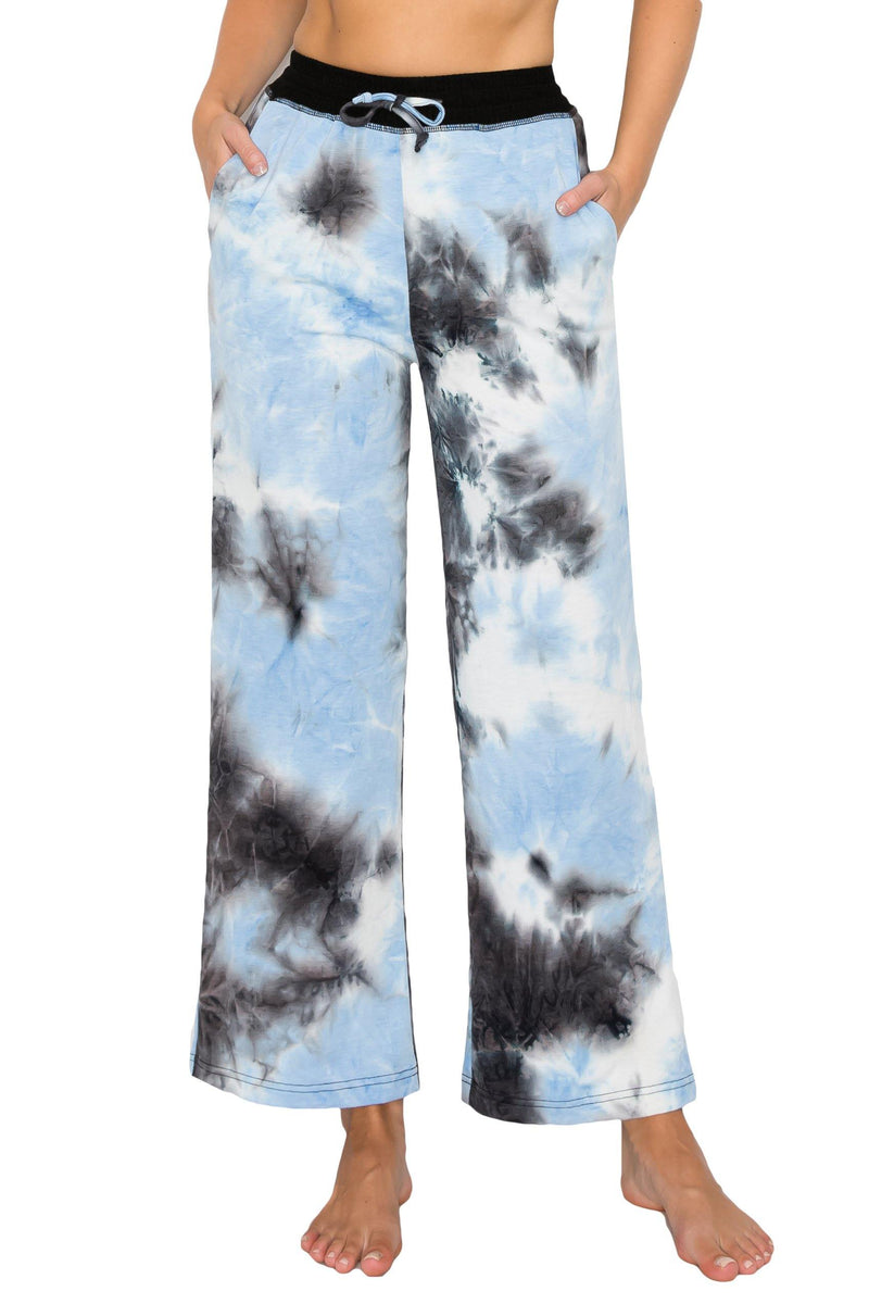 ALWAYS Women's French Terry Palazzo - Tie Dye Casual Elastic Drawstring Flowy Pants with Pockets - ALWAYS®