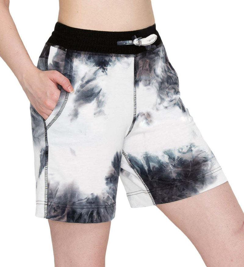 ALWAYS Women's Tie Dye French Terry 5" Shorts - 4-Way Stretch Yoga Casual Jersey Elastic Drawstring Lounge Pajama Running Shorts with Pockets - ALWAYS®