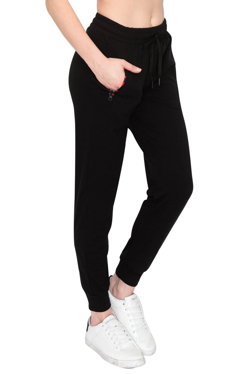Fleece Jogger Sweatpants - Soft Stretch Warm Sweatpants with Pockets and Zipper Accents