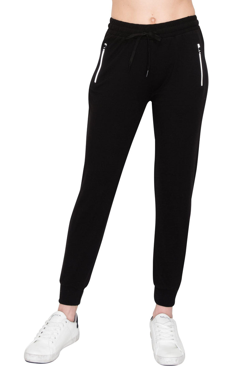 Fleece Jogger Sweatpants - Soft Stretch Warm Sweatpants with Pockets and Zipper Accents